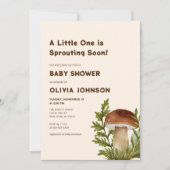 Soft Brown Mushroom Theme Baby shower Invitation Kaart (Voorkant)