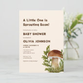 Soft Brown Mushroom Theme Baby shower Invitation Kaart (Staand voorkant)