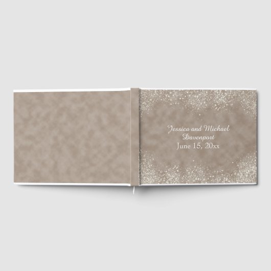 Soft Brown Stardust Wedding Guestbook Gastenboek (Volledig)