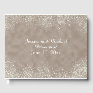 Soft Brown Stardust Wedding Guestbook Gastenboek