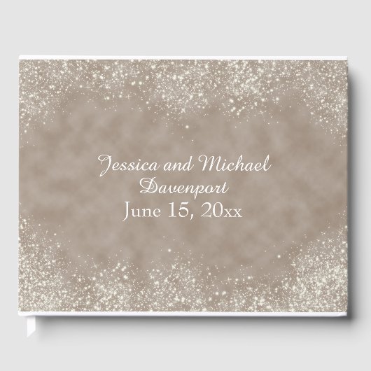 Soft Brown Stardust Wedding Guestbook Gastenboek (Voorkant)