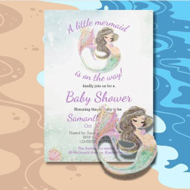 Soft Brown Zeemeermin Baby shower thema Kaart