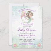 Soft Brown Zeemeermin Baby shower Waterverf thema Kaart (Voorkant)