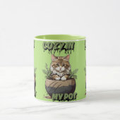 Soft Browns Cozy Kat Cartoon Mok (Midden)