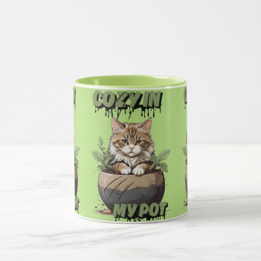 Soft Browns Cozy Kat Cartoon Mok (Midden)