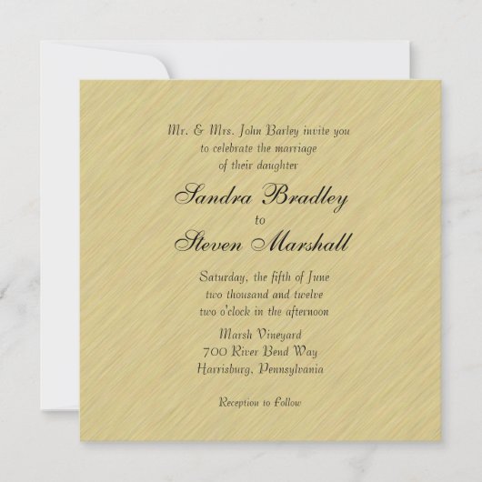 Soft Brushed Gold Wedding Kaart (Voorkant)