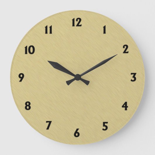 Soft Brushed Gold with Black Numbers Grote Klok (Voorkant)