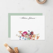 Soft Burgundy Floral - Gepersonaliseerd Notitiekaartje (Voorkant / Achterkant in situ)