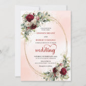 Soft Burgundy Watercolor Floral Wedding Invitation Kaart (Voorkant)
