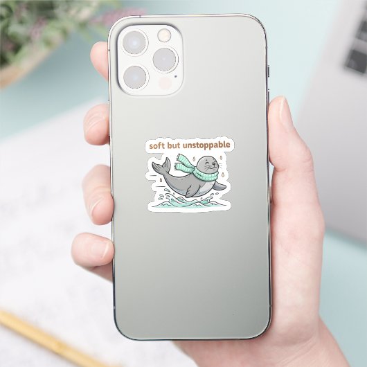 Soft But Unstoppable Cute Seal Sticker (Telefoon)