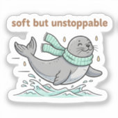 Soft But Unstoppable Cute Seal Sticker (Voorkant)
