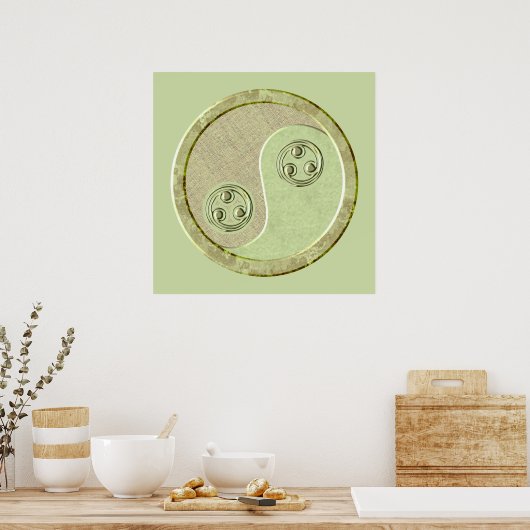 Soft Celadon Green Yin Yang Poster (Keuken)