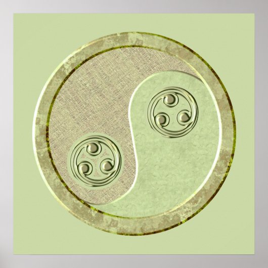 Soft Celadon Green Yin Yang Poster (Voorkant)