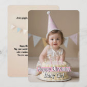 Soft Celebration Baby Girl Verjaardag Kaart Downlo (Voorkant / Achterkant)