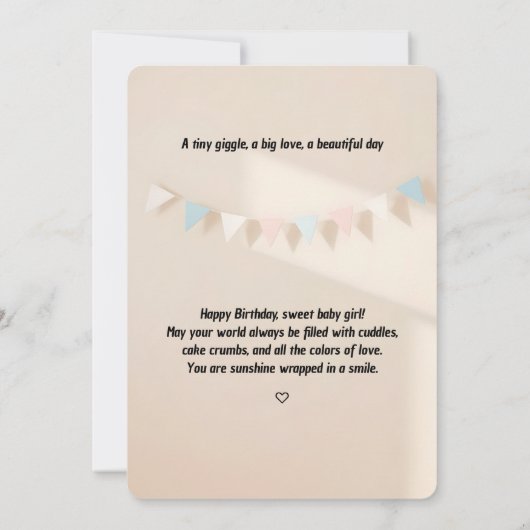 Soft Celebration Baby Girl Verjaardag Kaart Downlo (Achterkant)