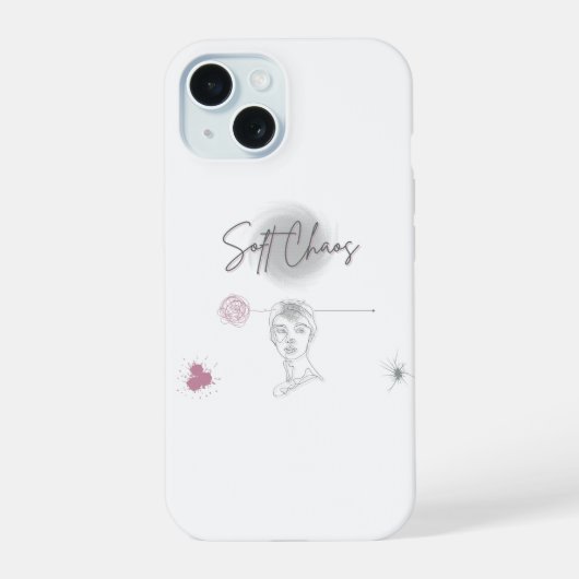 Soft Chaos- Minimale esthetische iPhone hoes 15 Case (Achterkant)