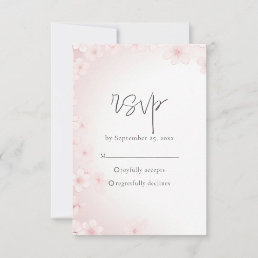 Soft Cherry Blossom RSVP Response Kaart (Voorkant)