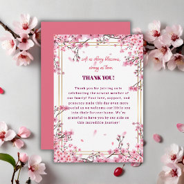 Soft Cherry Blossom Sakura Baby shower Bedankkaart