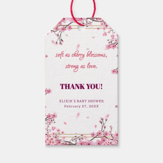 Soft Cherry Blossom Sakura Baby shower Cadeaulabel (Voorkant)