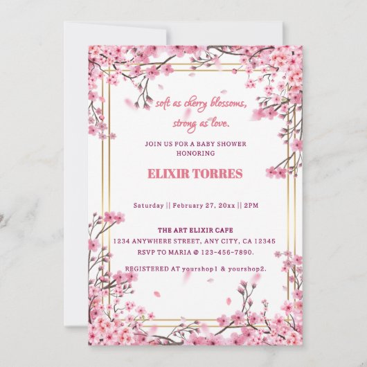 Soft Cherry Blossom Sakura Baby shower Kaart (Voorkant)