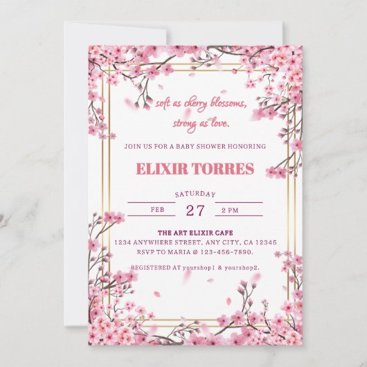 Soft Cherry Blossom Sakura Baby shower Kaart (Voorkant)