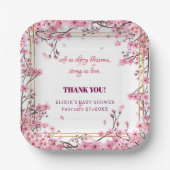 Soft Cherry Blossom Sakura Baby shower Papieren Bordje (Voorkant)