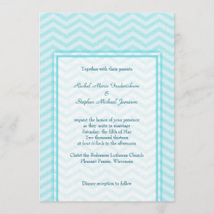 Soft Chevron Aqua Blue Wedding Custom Budget Kaart