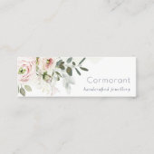 Soft Chic Blush Pink Peony Leafy Botanical Floral Mini Visitekaartje (Voorkant)