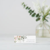Soft Chic Blush Pink Peony Leafy Botanical Floral Mini Visitekaartje (Staand voorkant)