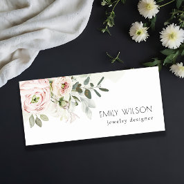 Soft Chic Blush Pink Peony Leafy Botanical Floral Naamplaatje