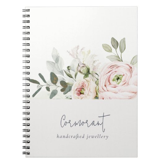 Soft Chic Blush Pink Peony Leafy Botanical Floral Notitieboek (Voorkant)