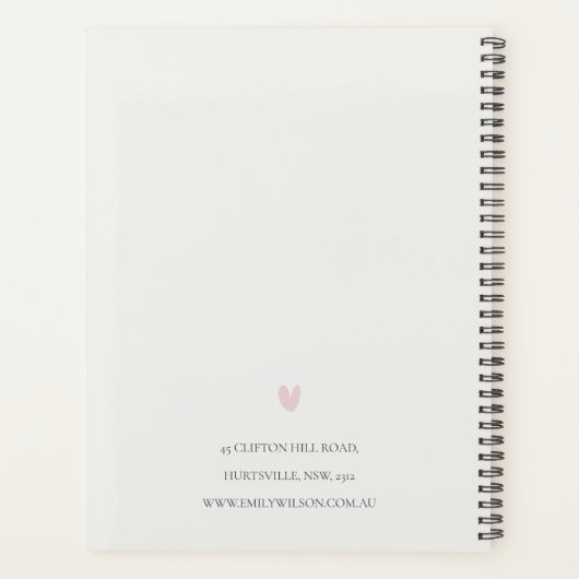 Soft Chic Blush Pink Peony Leafy Botanical Floral Planner (Achterkant)