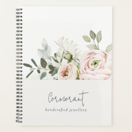 Soft Chic Blush Pink Peony Leafy Botanical Floral Planner