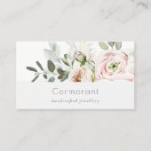 Soft Chic Blush Pink Peony Leafy Botanical Floral Visitekaartje (Voorkant)