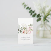 Soft Chic Blush Pink Peony Leafy Botanical Floral Visitekaartje (Staand voorkant)