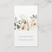 Soft Chic Blush Pink Peony Leafy Botanical Floral Visitekaartje (Voorkant)