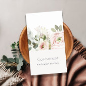 Soft Chic Blush Pink Peony Leafy Botanical Floral Visitekaartje
