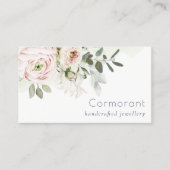 Soft Chic Blush Pink Peony Leafy Botanical Floral Visitekaartje (Voorkant)
