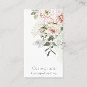 Soft Chic Blush Pink Peony Leafy Botanical Floral Visitekaartje (Voorkant)