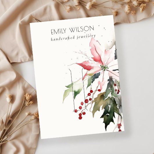 Soft Christmas Berry Poinsettia Hairpin Display Visitekaartje