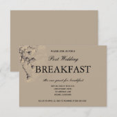 Soft Classy Taupe Bloemen Post Trouwontbijt RSVP Kaartje (Voorkant / Achterkant)