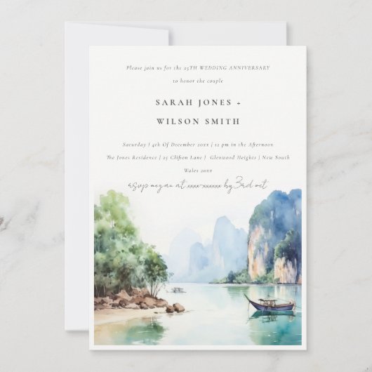 Soft Coastal Thailand Seascape Bruiloft Jubileum Kaart (Voorkant)