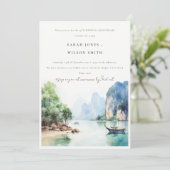 Soft Coastal Thailand Seascape Bruiloft Jubileum Kaart (Staand voorkant)