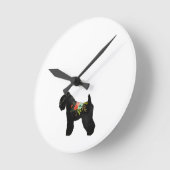 Soft Coat Wheaten Terrier Boho Floral Silhouette Ronde Klok (Hoek)