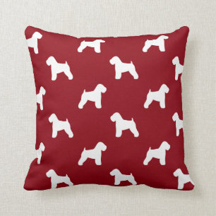 Soft Coated Terrier Silhouettes Red Kussen
