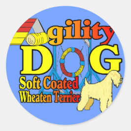 Soft_Coated_Wheaten_Terrier_Agility Ronde Sticker
