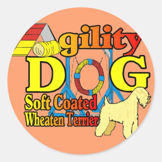 Soft_Coated_Wheaten_Terrier_Agility Ronde Sticker (Voorkant)