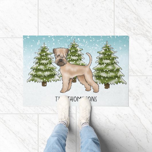 Soft-Coated Wheaten Terrier Besneeuwd Winterbos Deurmat (Binnen)