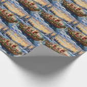 Soft Coated Wheaten Terrier Christmas Boat Holiday Cadeaupapier (Hoek)