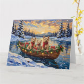 Soft Coated Wheaten Terrier Christmas Boat Holiday Kaart (Gele Bloem)